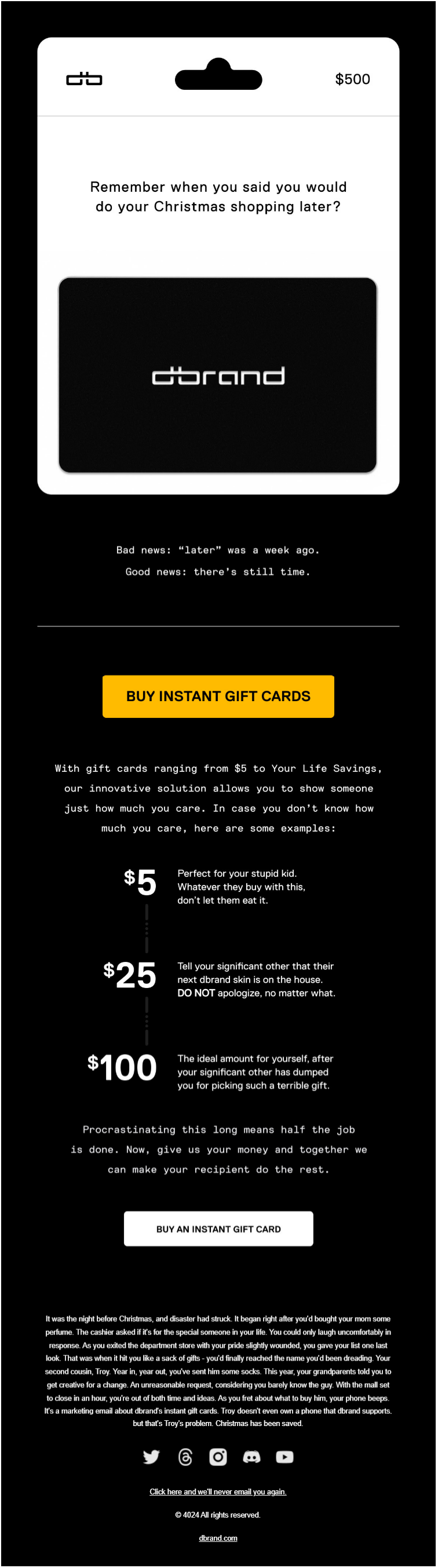 dbrand Persuasive Email Example