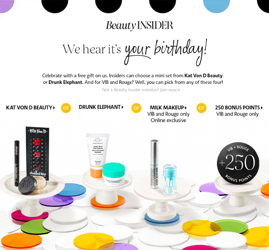 Birthday reward email - Beauty Insider
