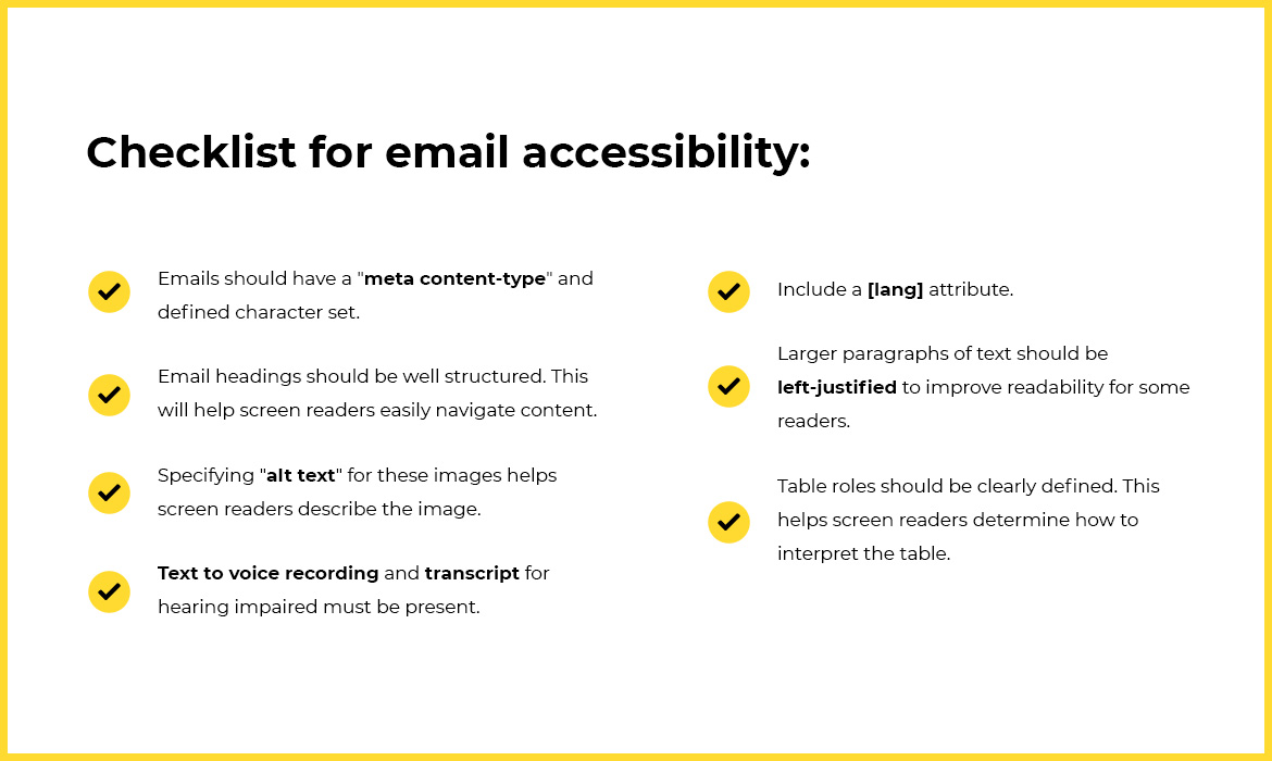 Checklist for email accessibility