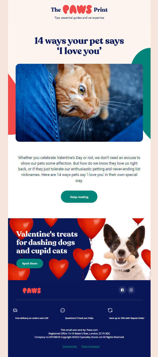 Paws- Valentine's Day Email