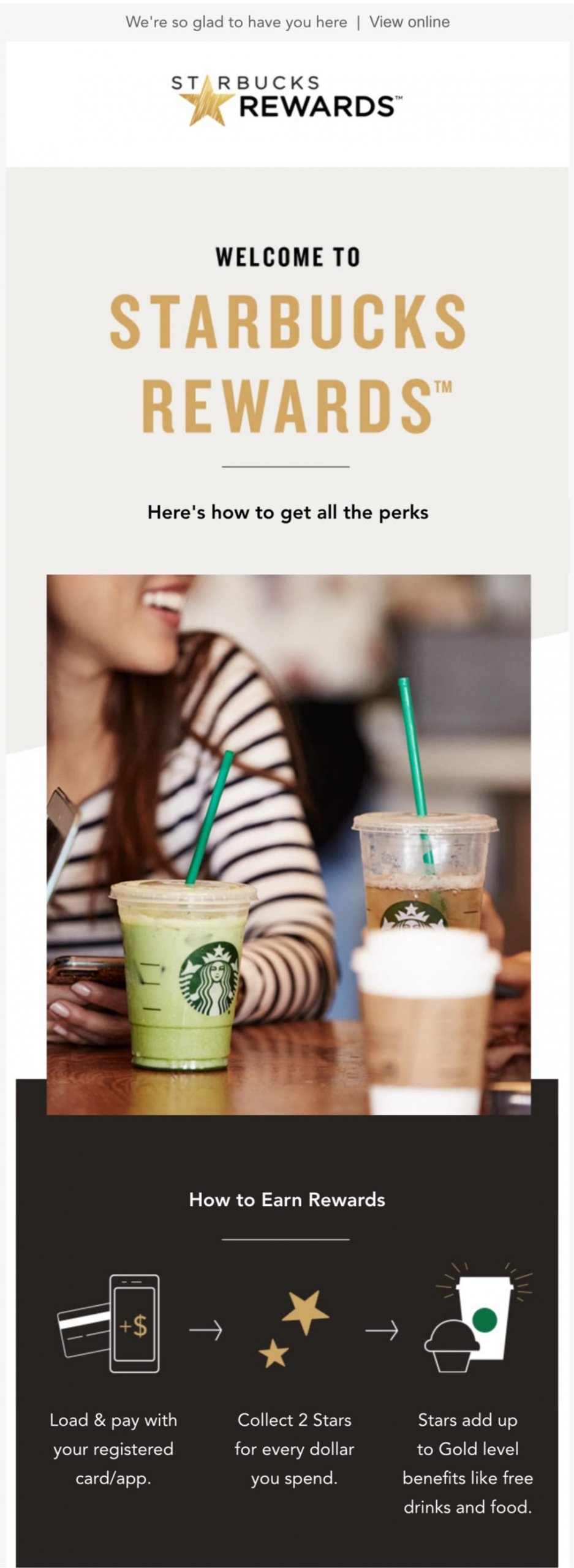  welcome email example- Starbucks