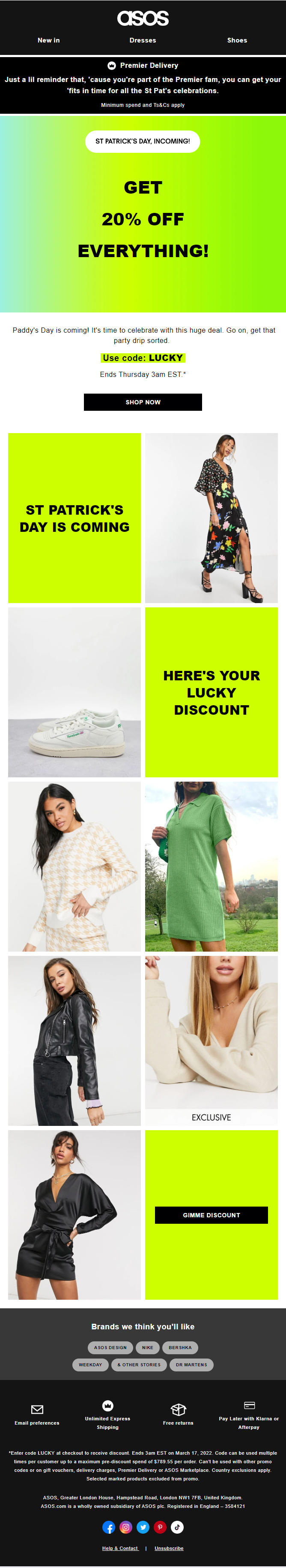 Asos- St Patrick’s Day email