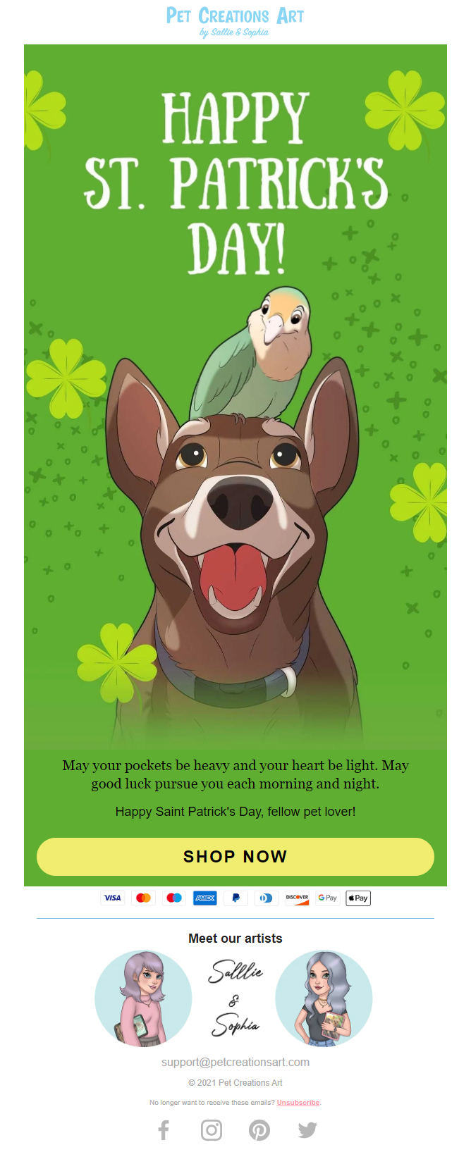 Saint Patrick’s Day email