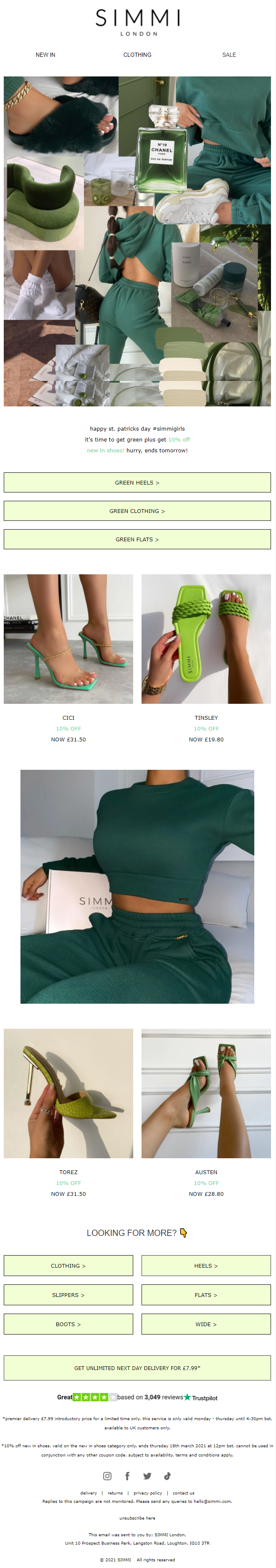 Simmi Shoes- St. Patrick’s Day email