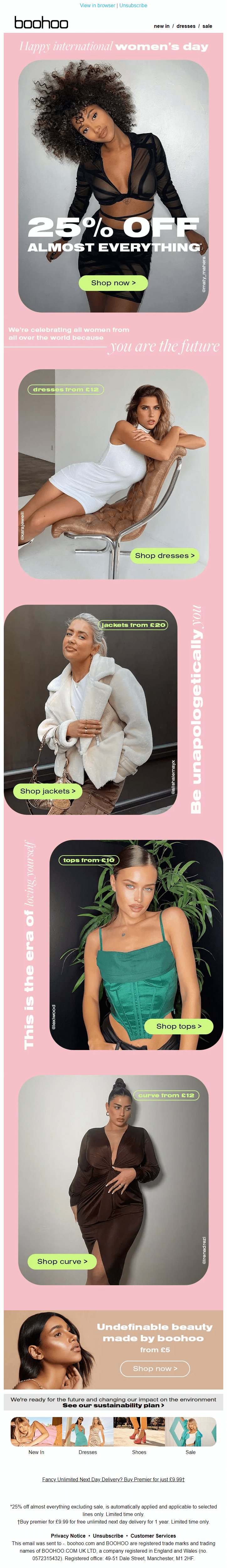 Boohoo- Women's Day email
