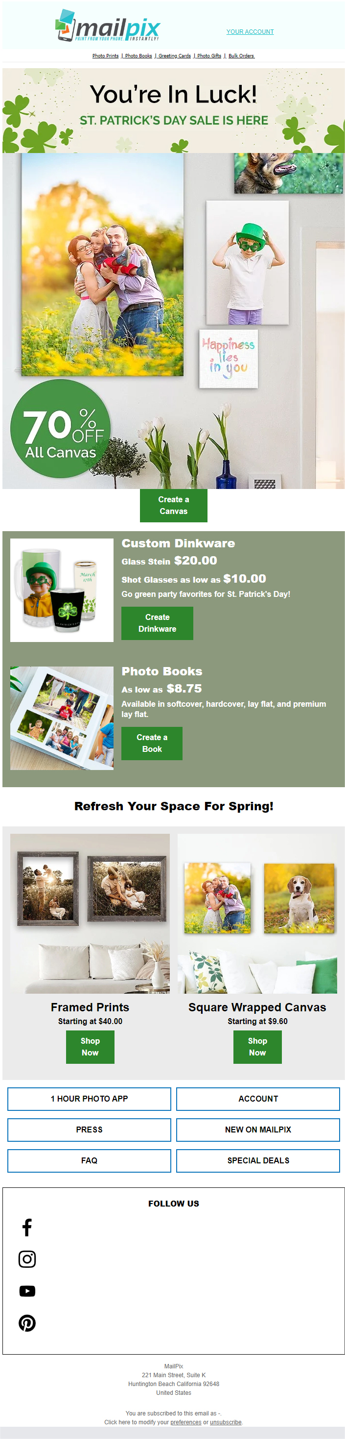 MailPix- St. Paddy’s Day email