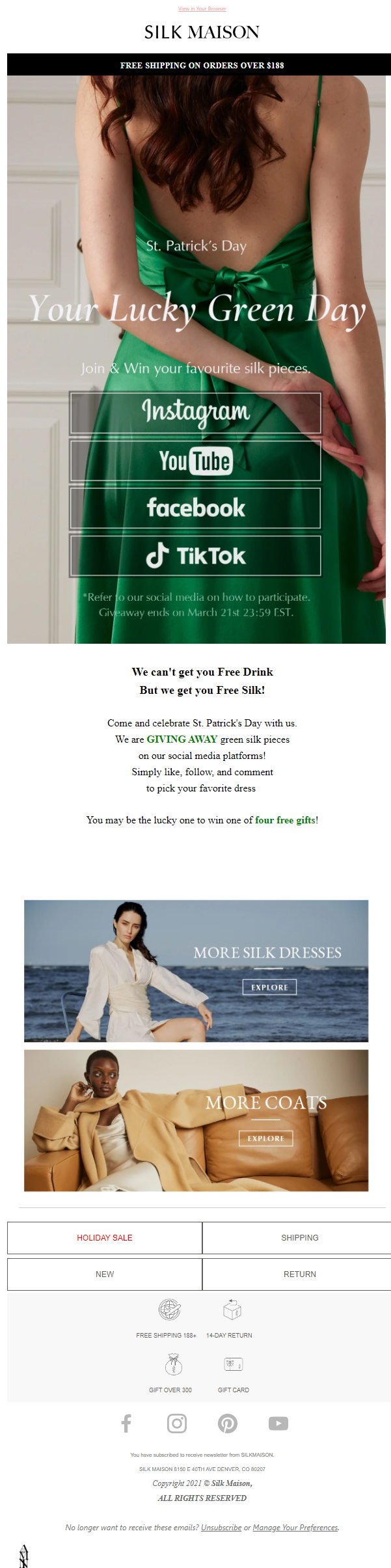 Silk Maison- St. Patrick’s Day email
