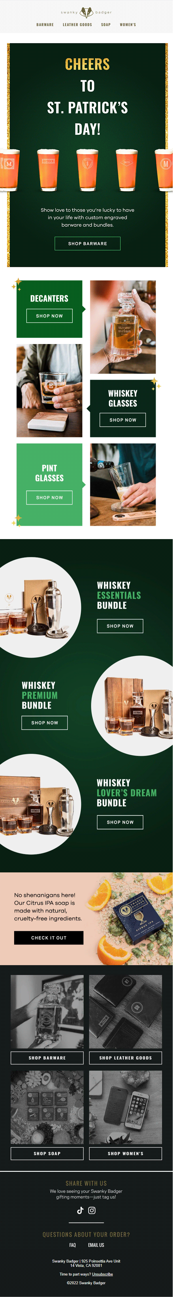 swanky badger- St. Patrick’s Day email