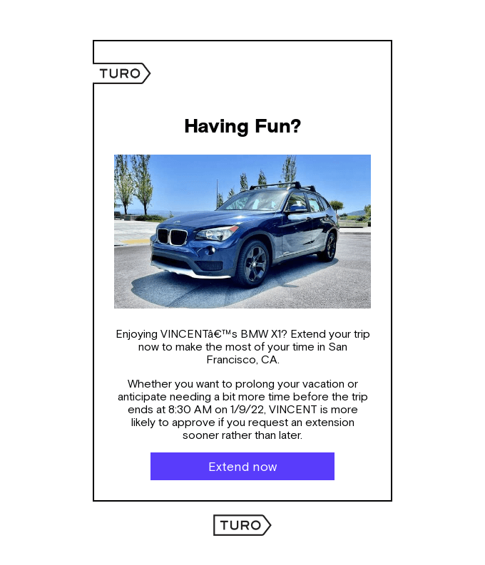 Turo email template