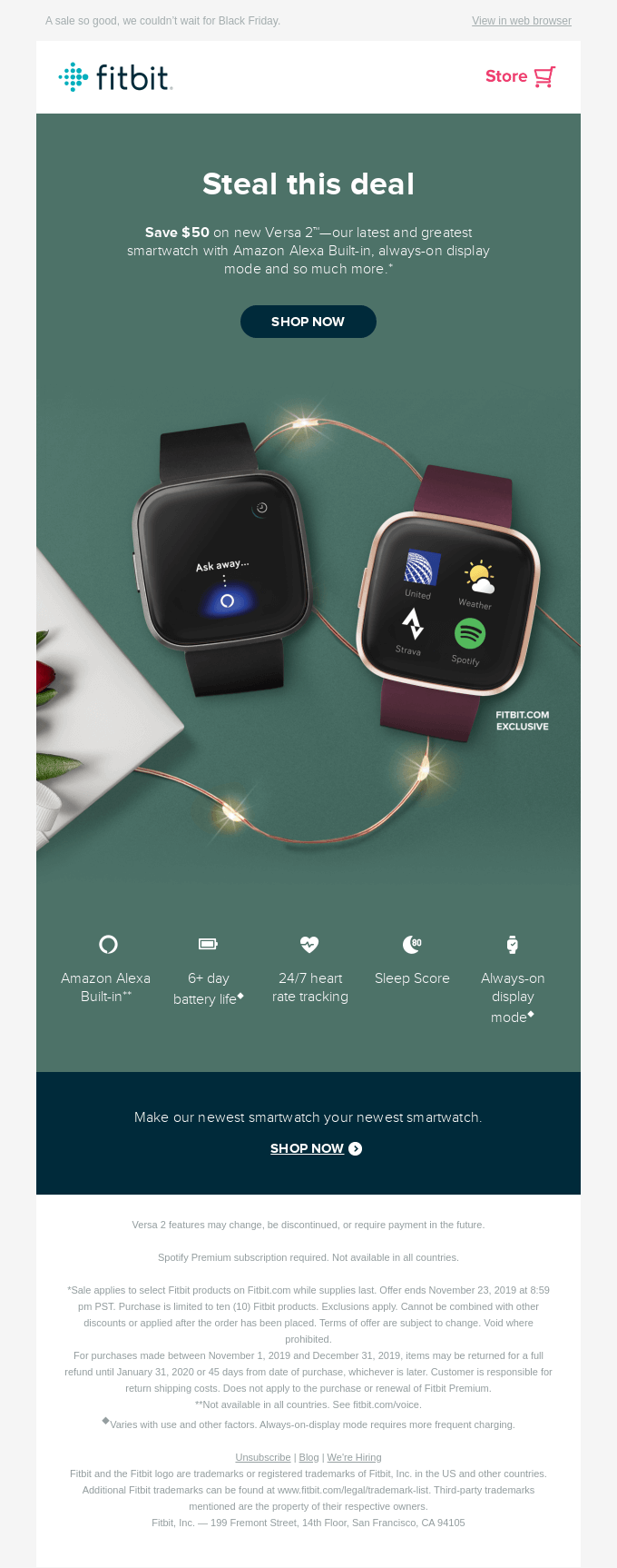  loyalty email from Fitbit