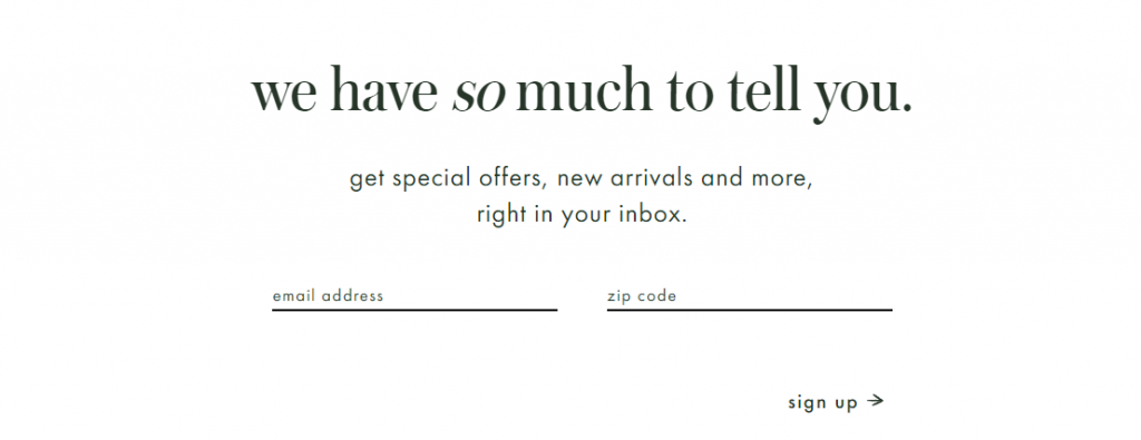  Kate Spade: email signup form