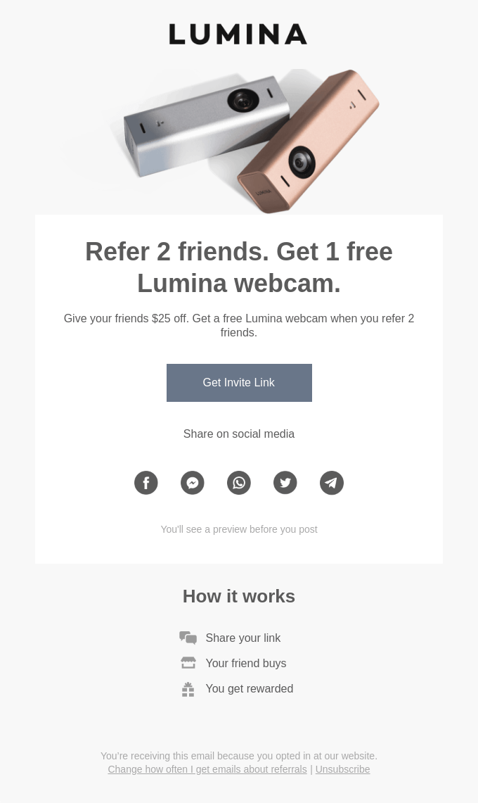 Lumina- referral email example