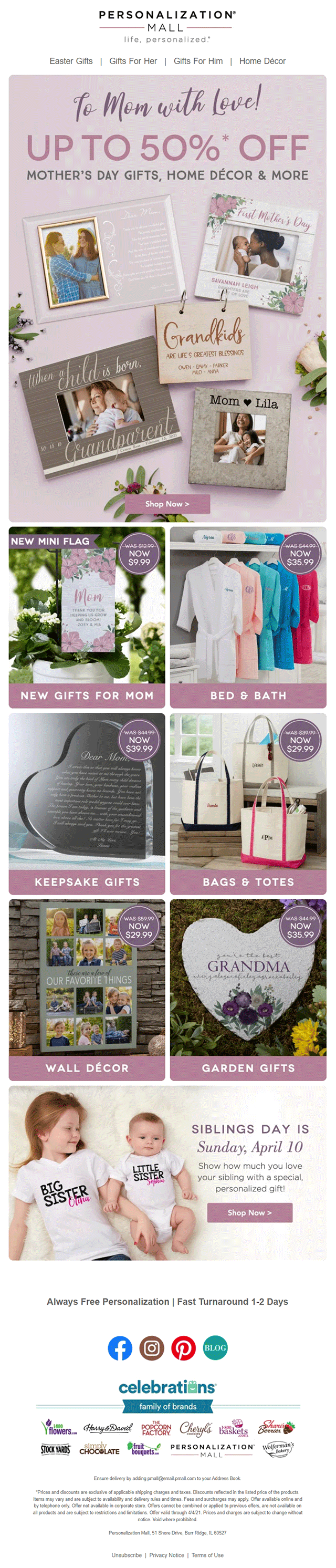 Personalization Mall -mother's day-email