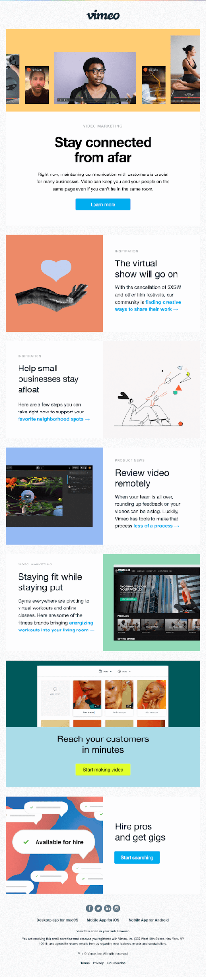 onboarding email, Vimeo