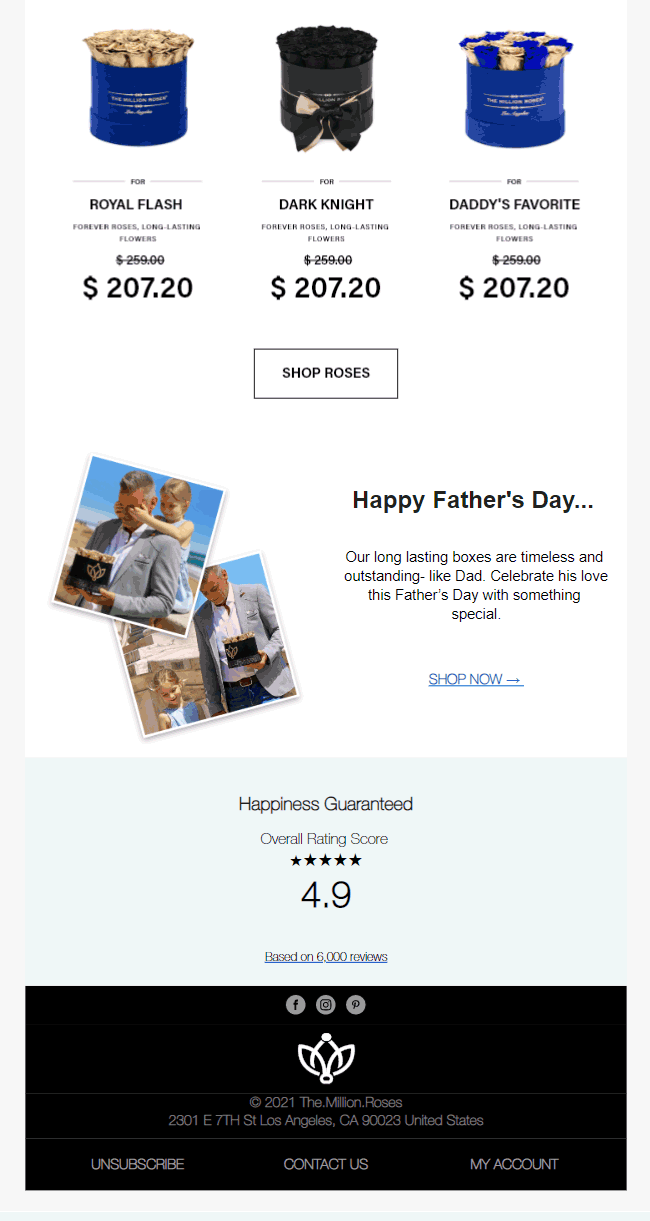 The Million Roses- Father's Day Email