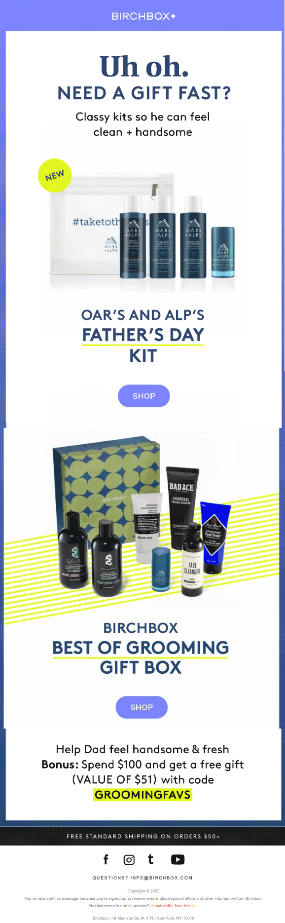 Birchbox- fathers day email