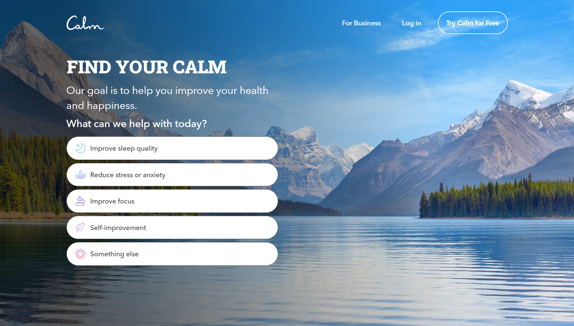 Calm- Landing Page with Bold Typography