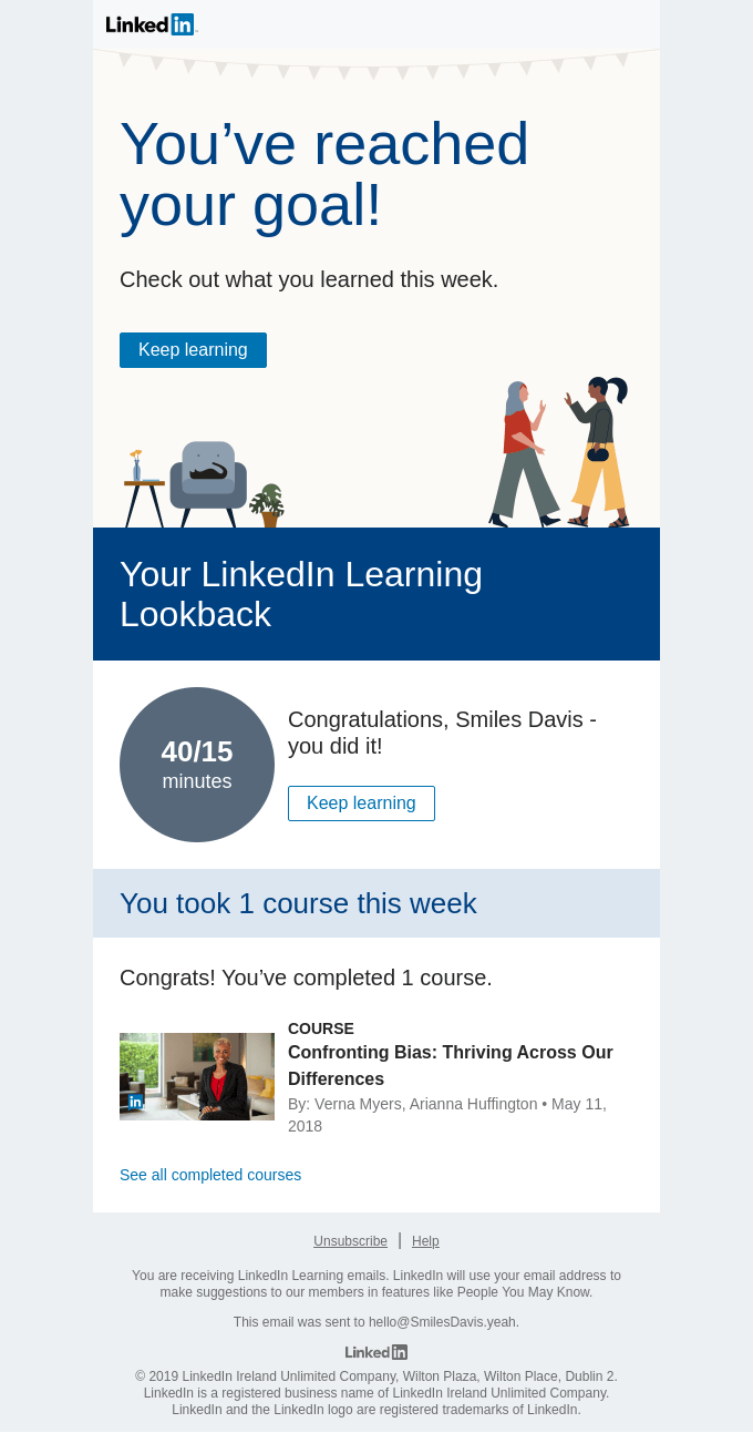 Linkedin- reminder email