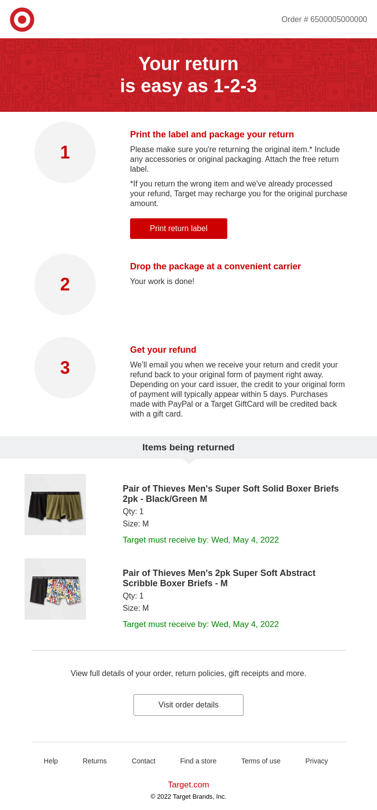 transactional email from Target