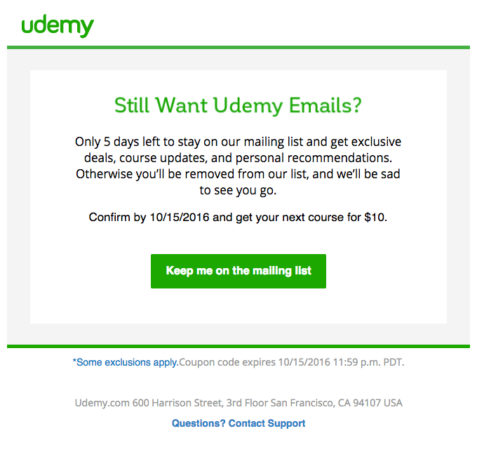 Udemy- Unsubscribe email