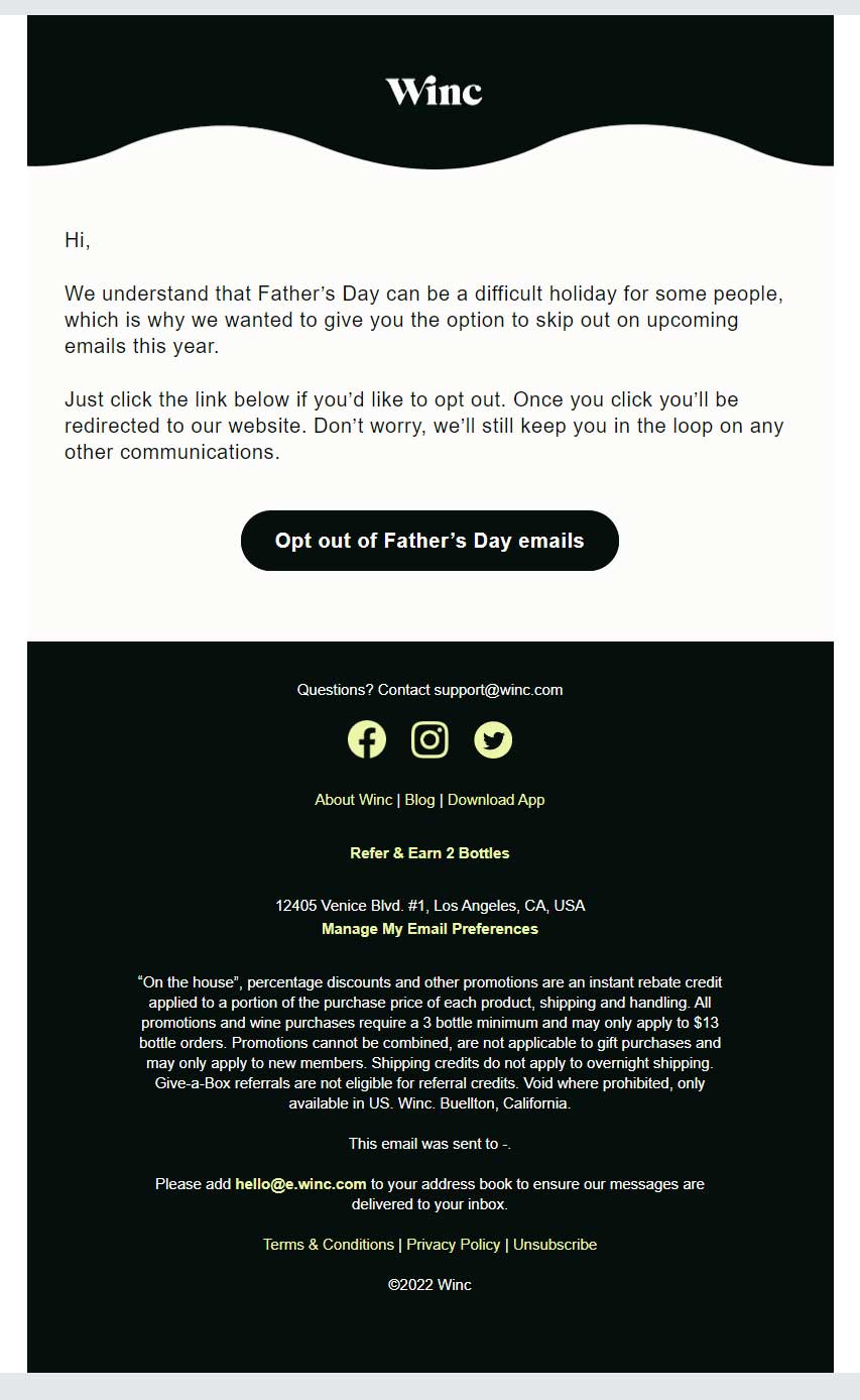 Winc- Fathers Day email