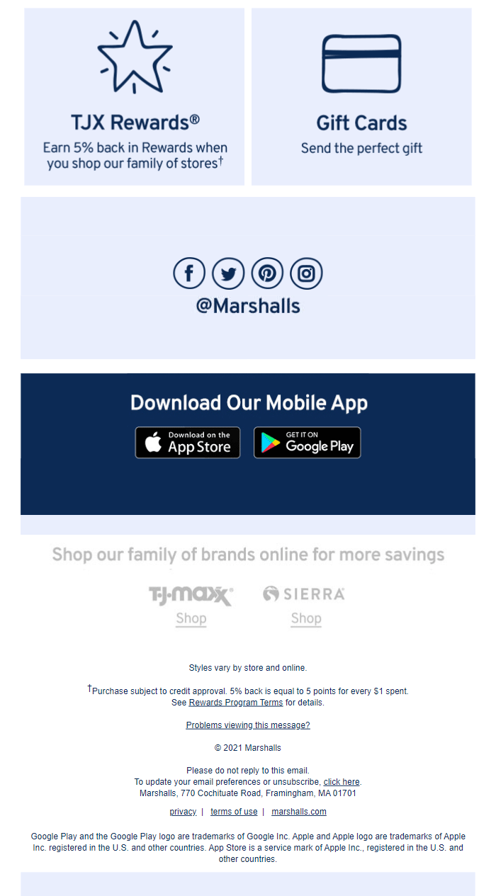 Marshalls -Email Inspiration