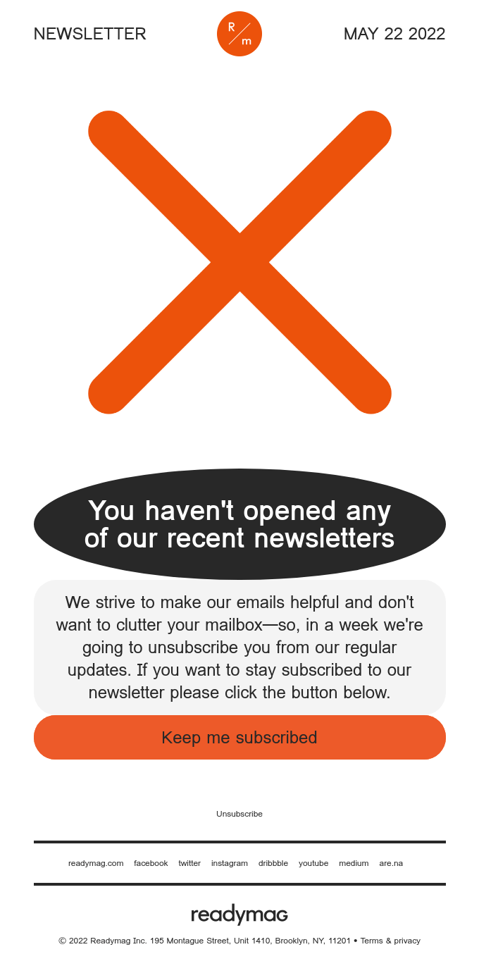 Readymag- unsubscribe email