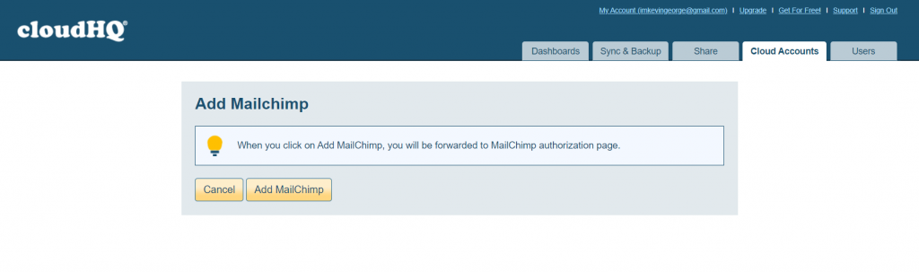 cloudHQ- add Mailchimp