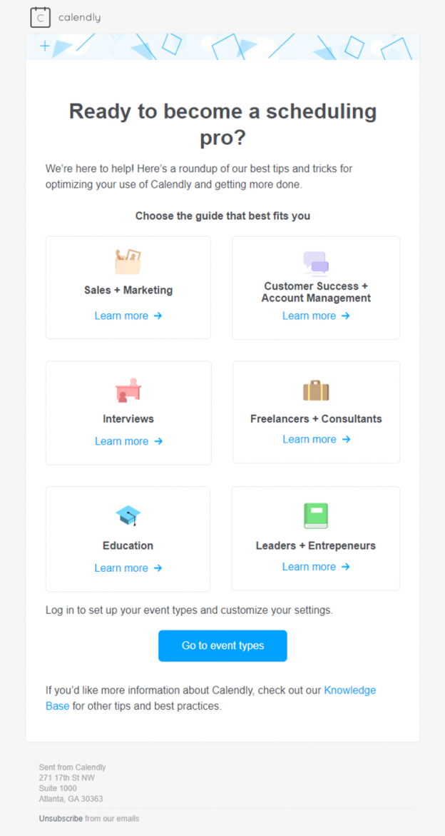 Calendly informativ e-kadens e-postmarknadsföring