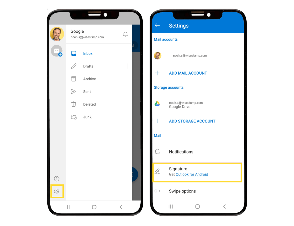 how to add picture to signature in outlook mobile app android