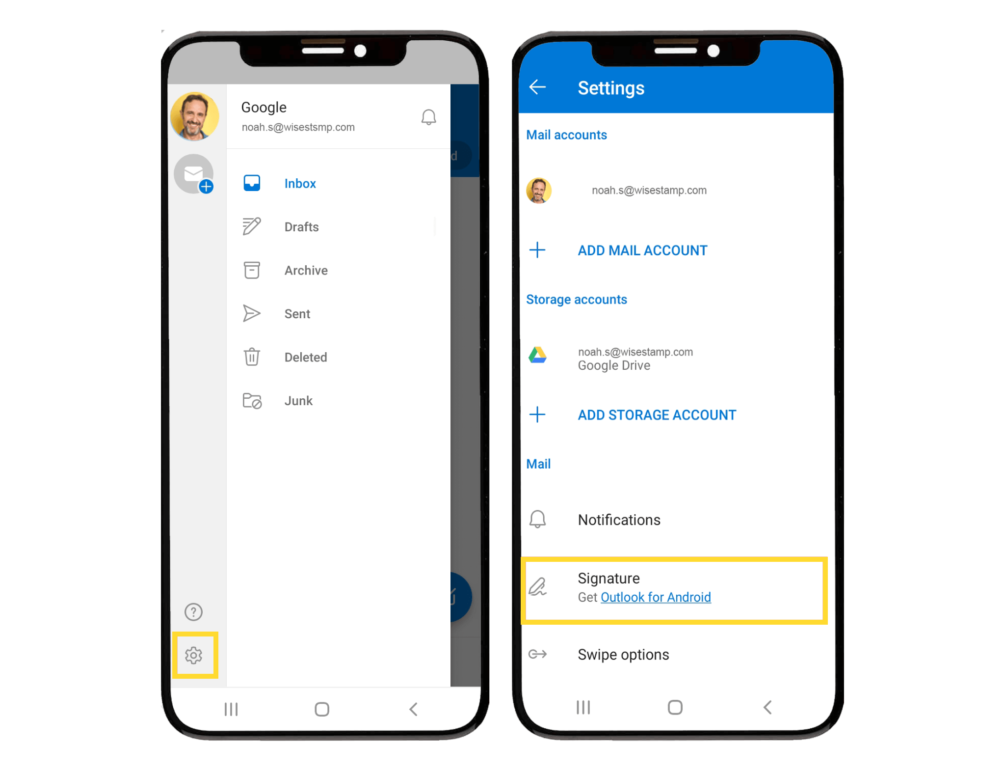 how to put email signature on outlook mobile