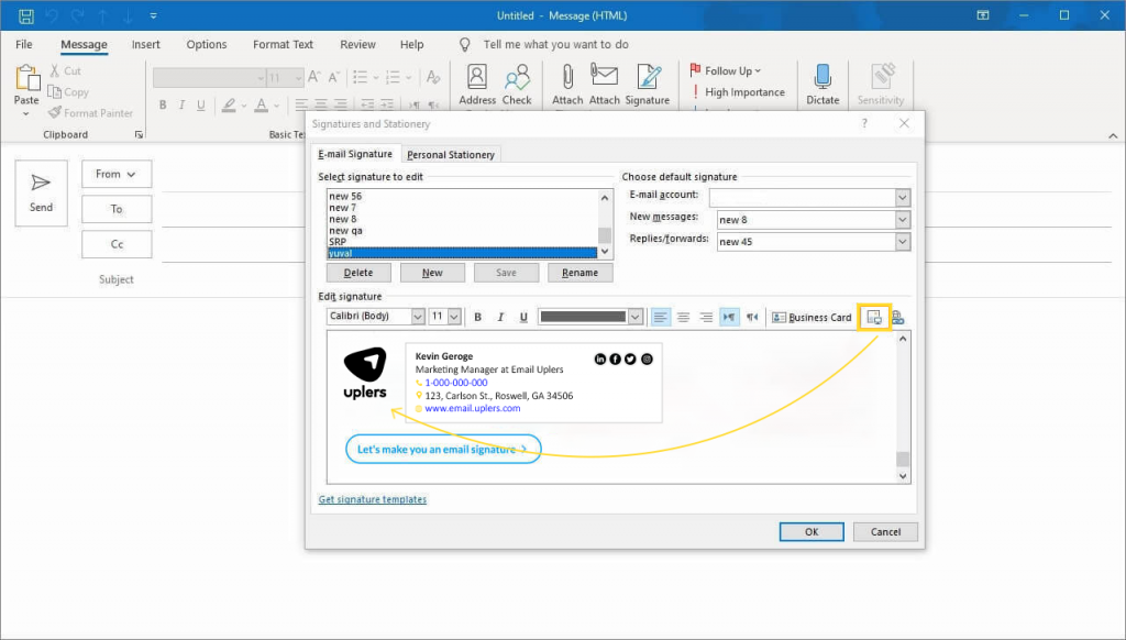 Adding an Image to Outlook signature