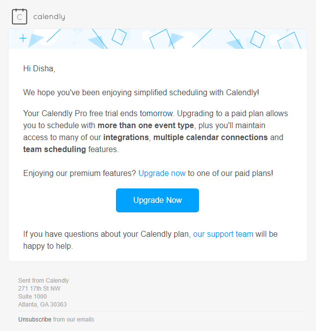 Calendly- reminder email