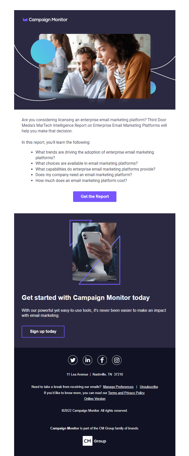 Campaign Monitor- ebook promotion email