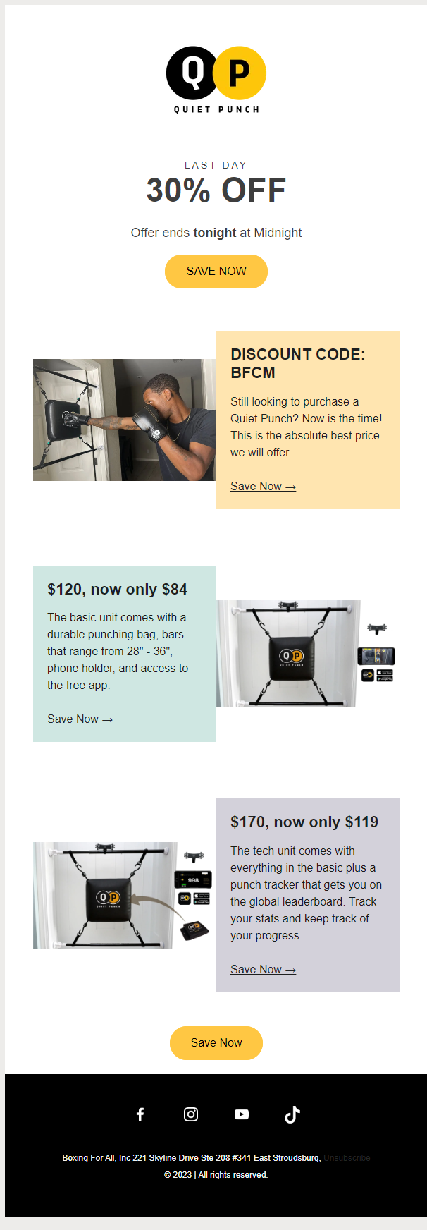 Cyber Monday Email Quiet Punch