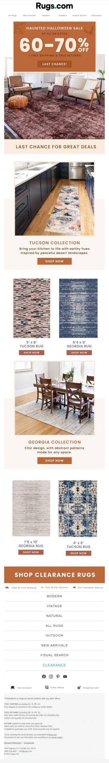 Rug- Halloween email example