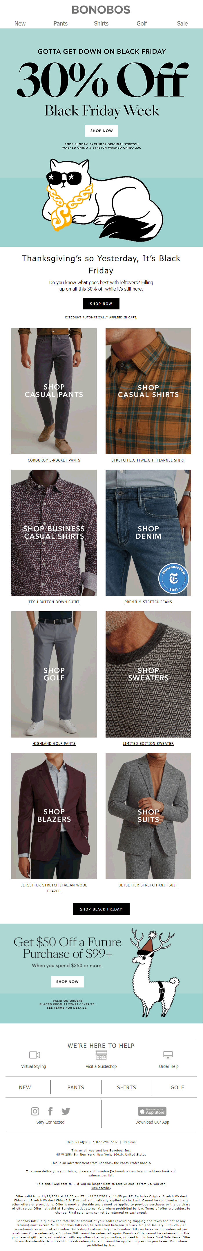 Black Friday email from Bonobos