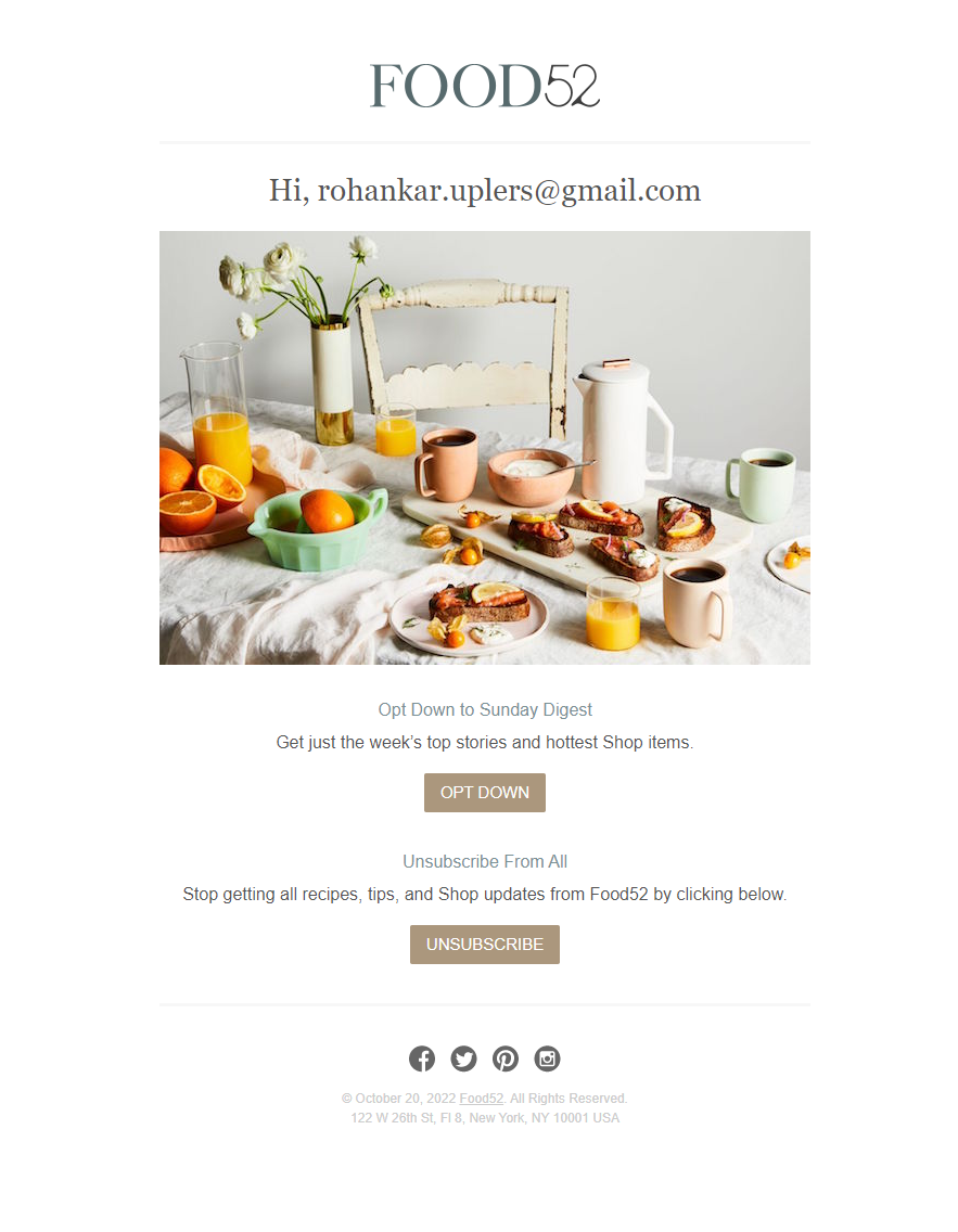 Food52-Email Preference Centers