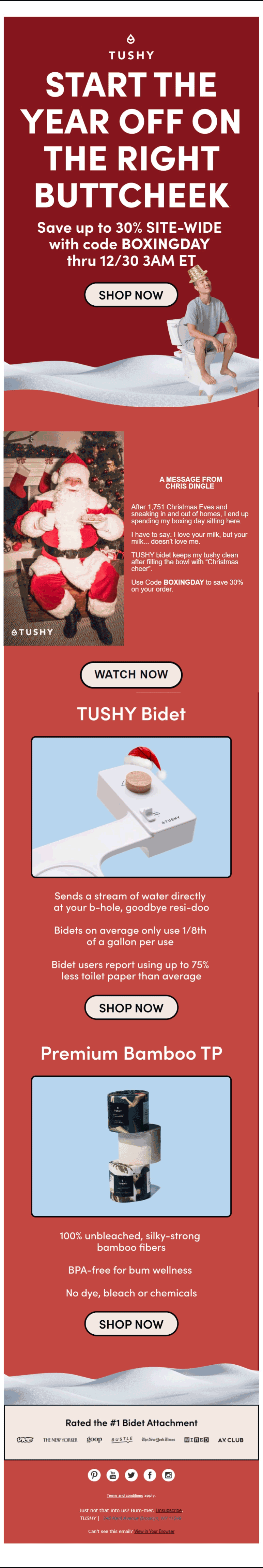Tushy- Christmas Email