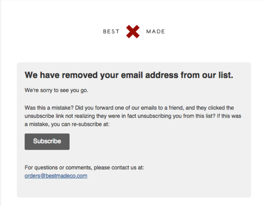 unsubscribe email example