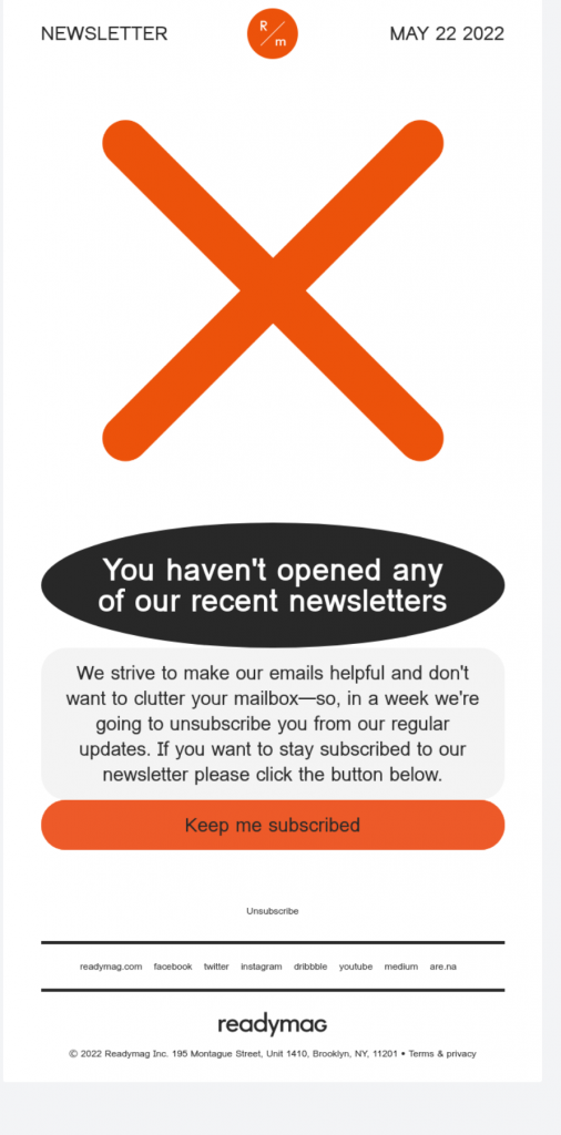 Readymag’s unsubscribe emails