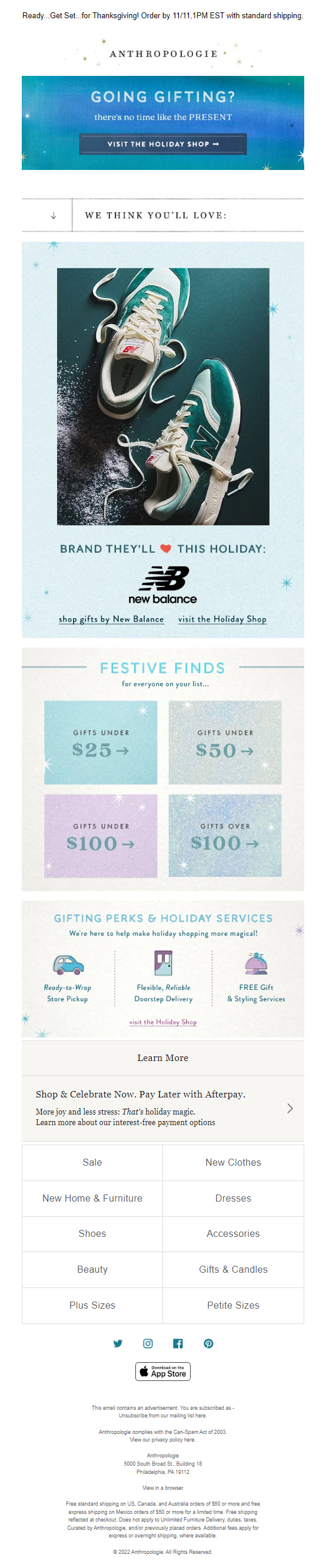 Anthropologie- Urgency email