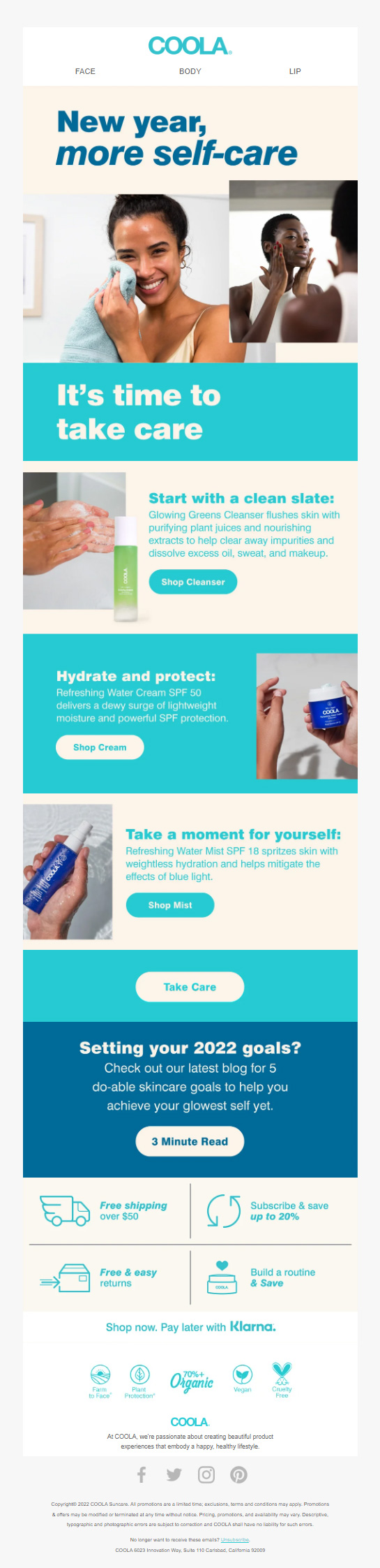 Coola- New year Email Inspiration
