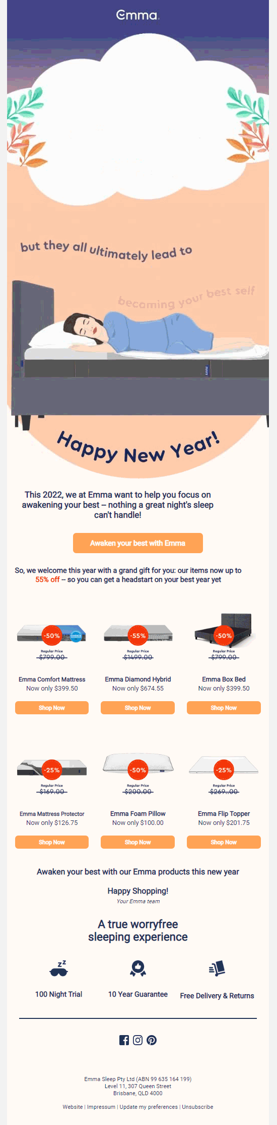Emma Sleep-  New year Email Inspiration