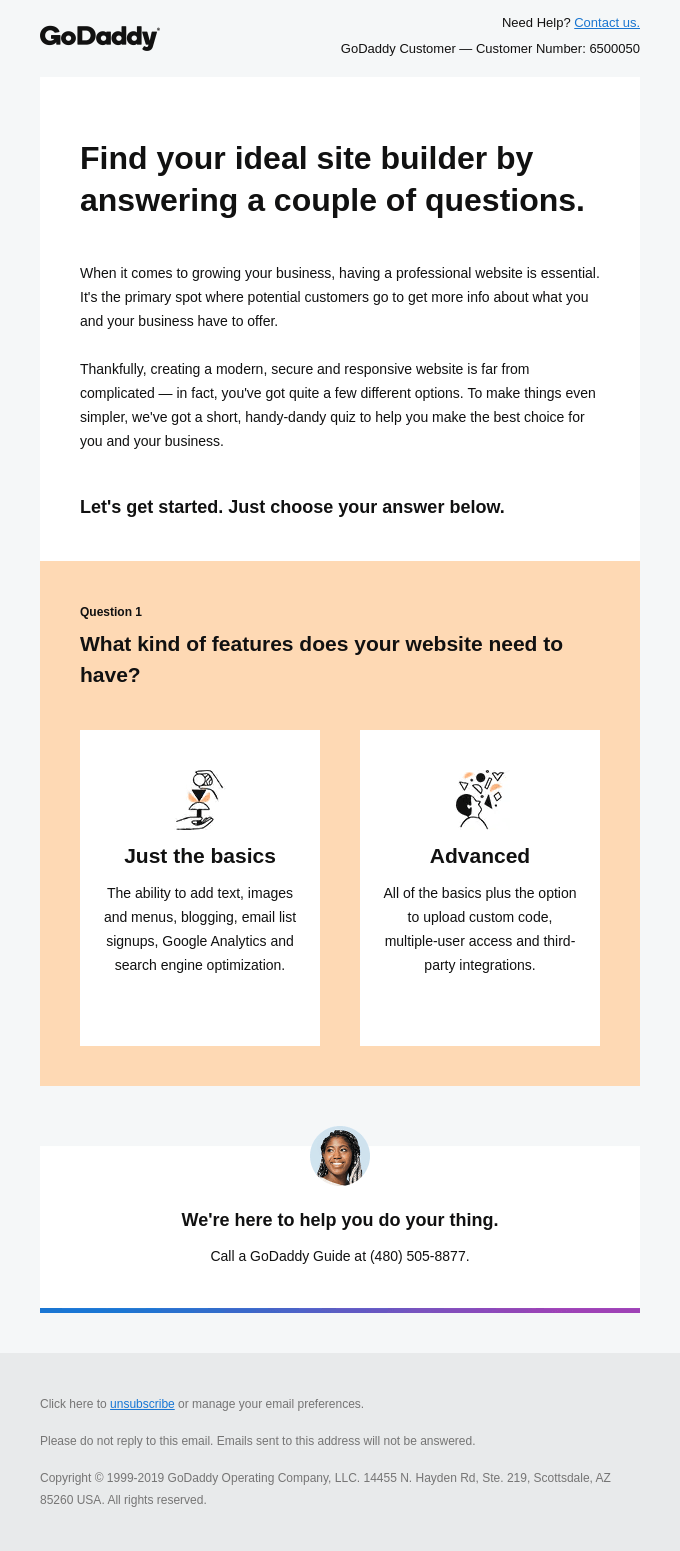 GoDaddy- interactive email