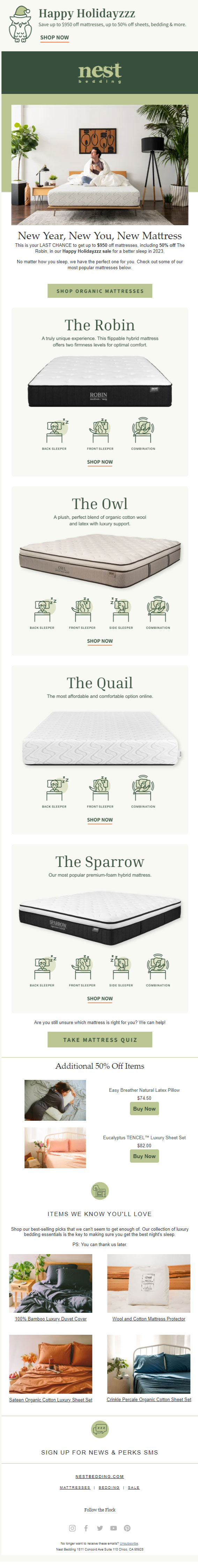 Nest Bedding- new year email