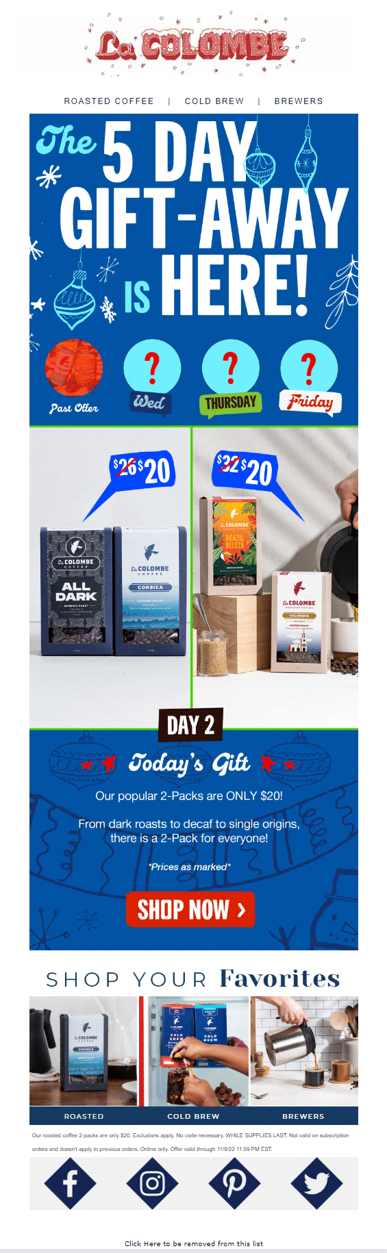 La Colombe Coffee- urgency email