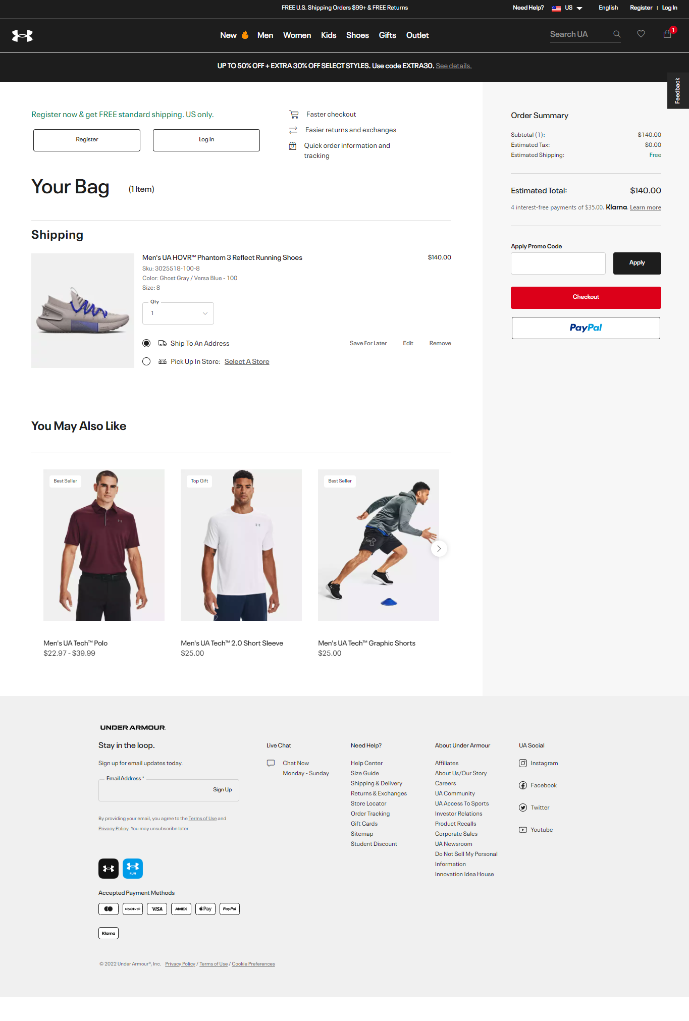 Under Armor- checkout page