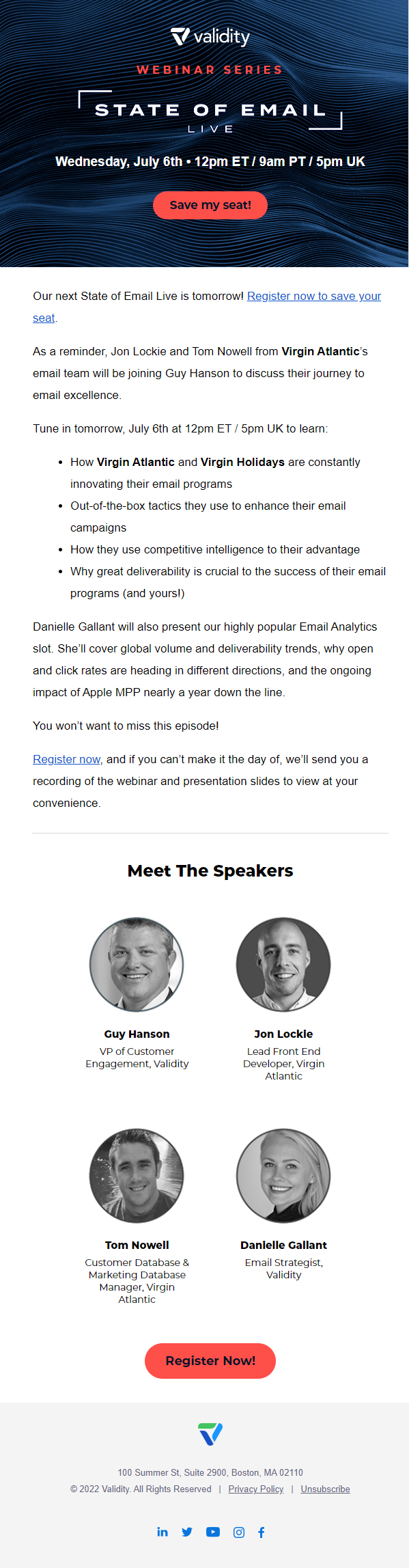  webinar invitation email by Validity 