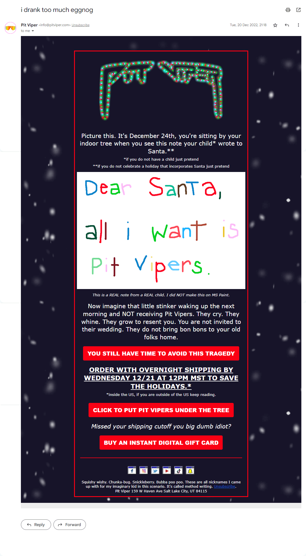 Pit Viper- email design